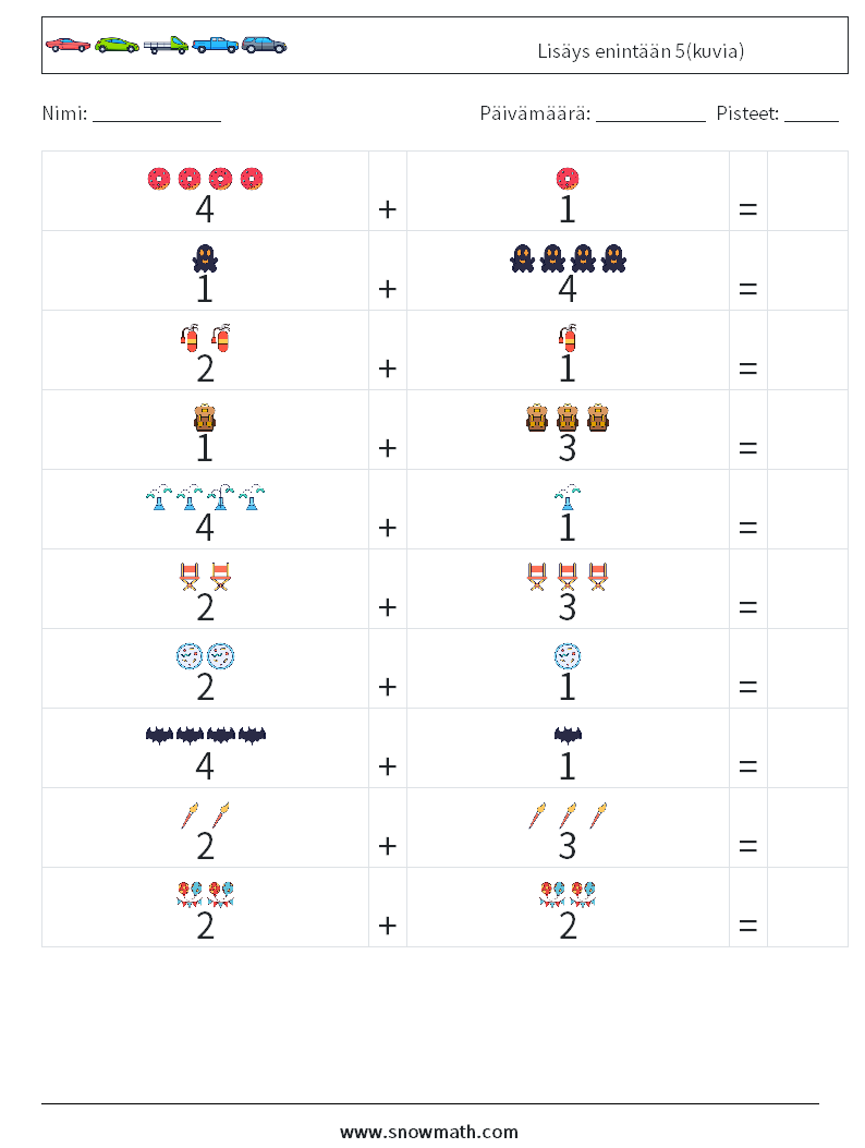 Lisäys enintään 5(kuvia) Matematiikan laskentataulukot 9