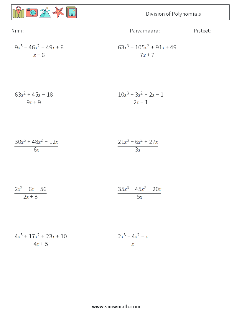 Division of Polynomials Matematiikan laskentataulukot 3