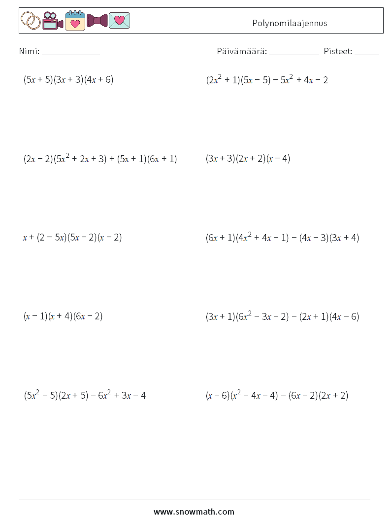 Polynomilaajennus Matematiikan laskentataulukot 1