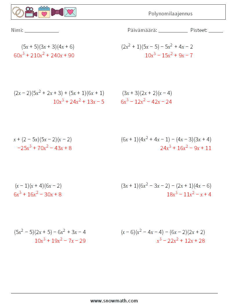 Polynomilaajennus Matematiikan laskentataulukot 1 Kysymys, vastaus