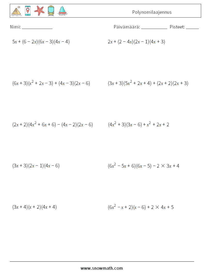 Polynomilaajennus Matematiikan laskentataulukot 2