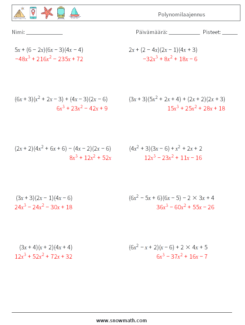 Polynomilaajennus Matematiikan laskentataulukot 2 Kysymys, vastaus