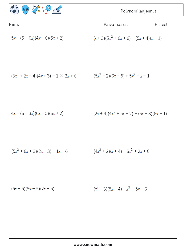 Polynomilaajennus Matematiikan laskentataulukot 3