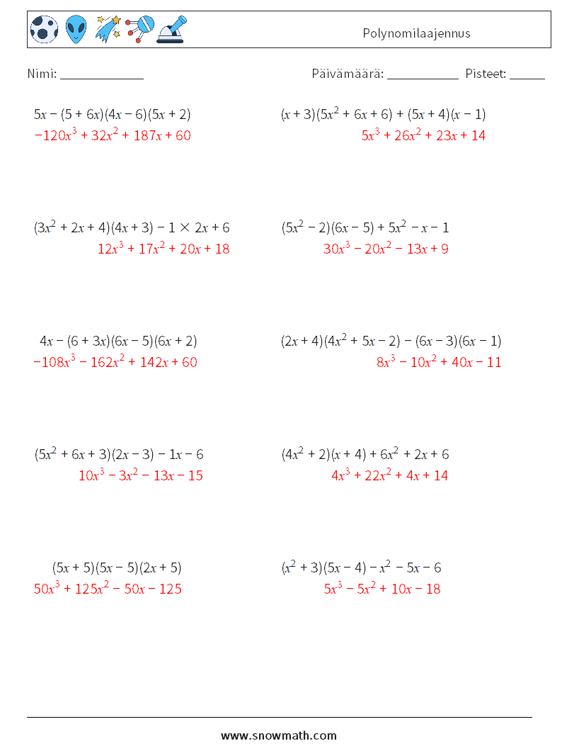 Polynomilaajennus Matematiikan laskentataulukot 3 Kysymys, vastaus