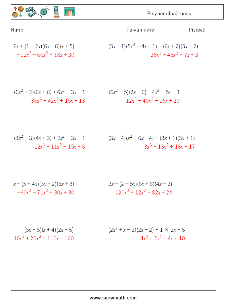 Polynomilaajennus Matematiikan laskentataulukot 4 Kysymys, vastaus