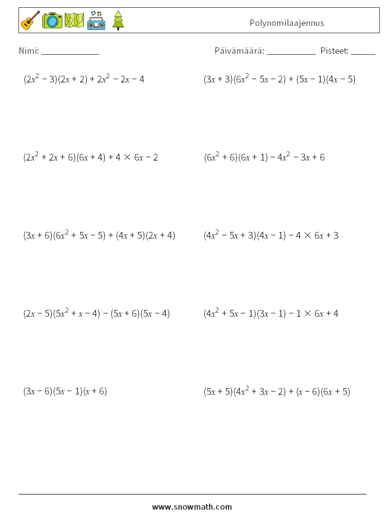 Polynomilaajennus Matematiikan laskentataulukot 5