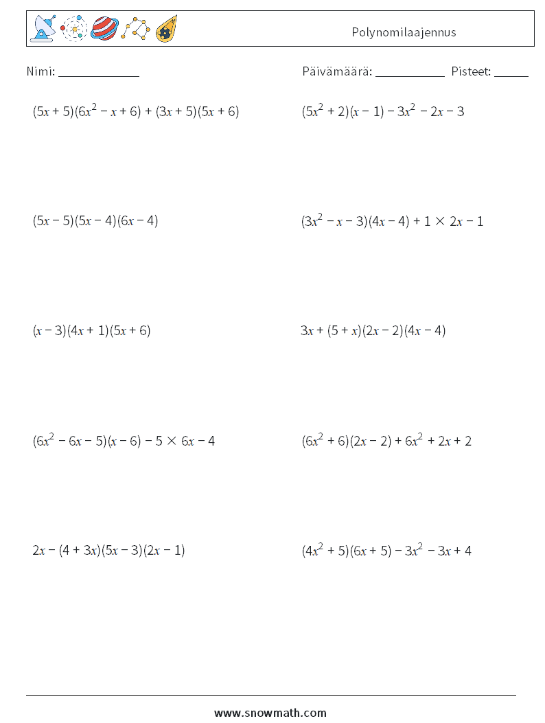 Polynomilaajennus Matematiikan laskentataulukot 8