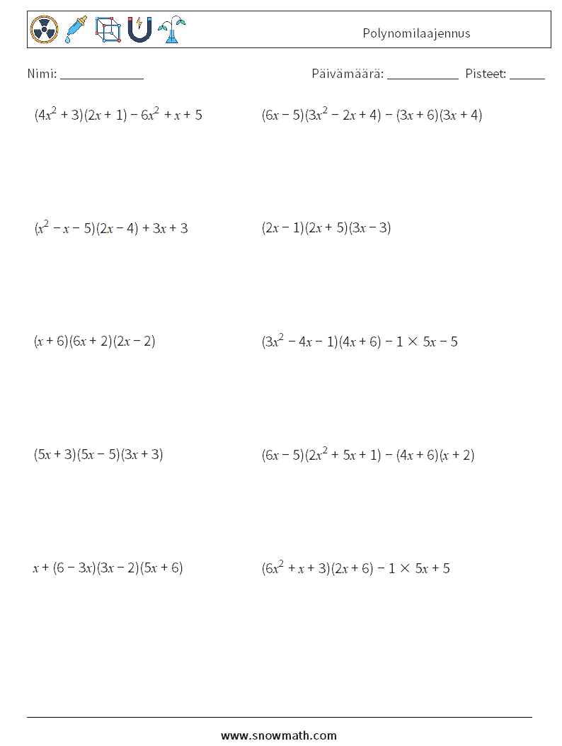 Polynomilaajennus Matematiikan laskentataulukot 9