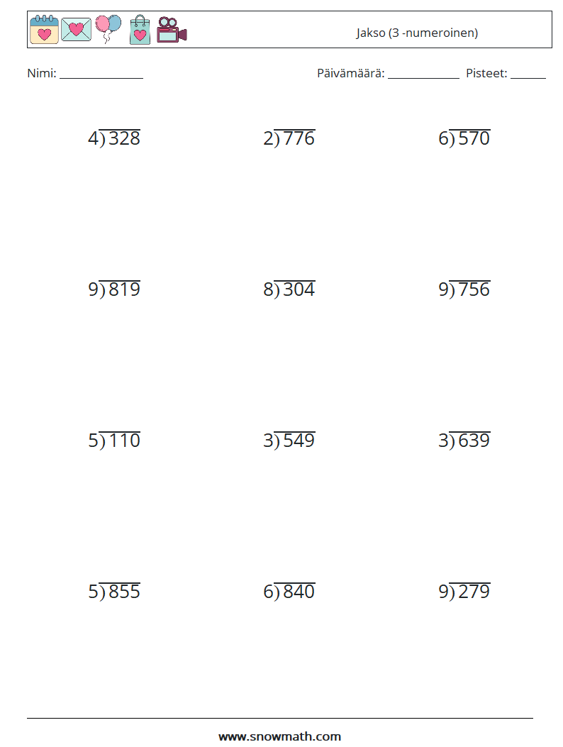 (12) Jakso (3 -numeroinen) Matematiikan laskentataulukot 18
