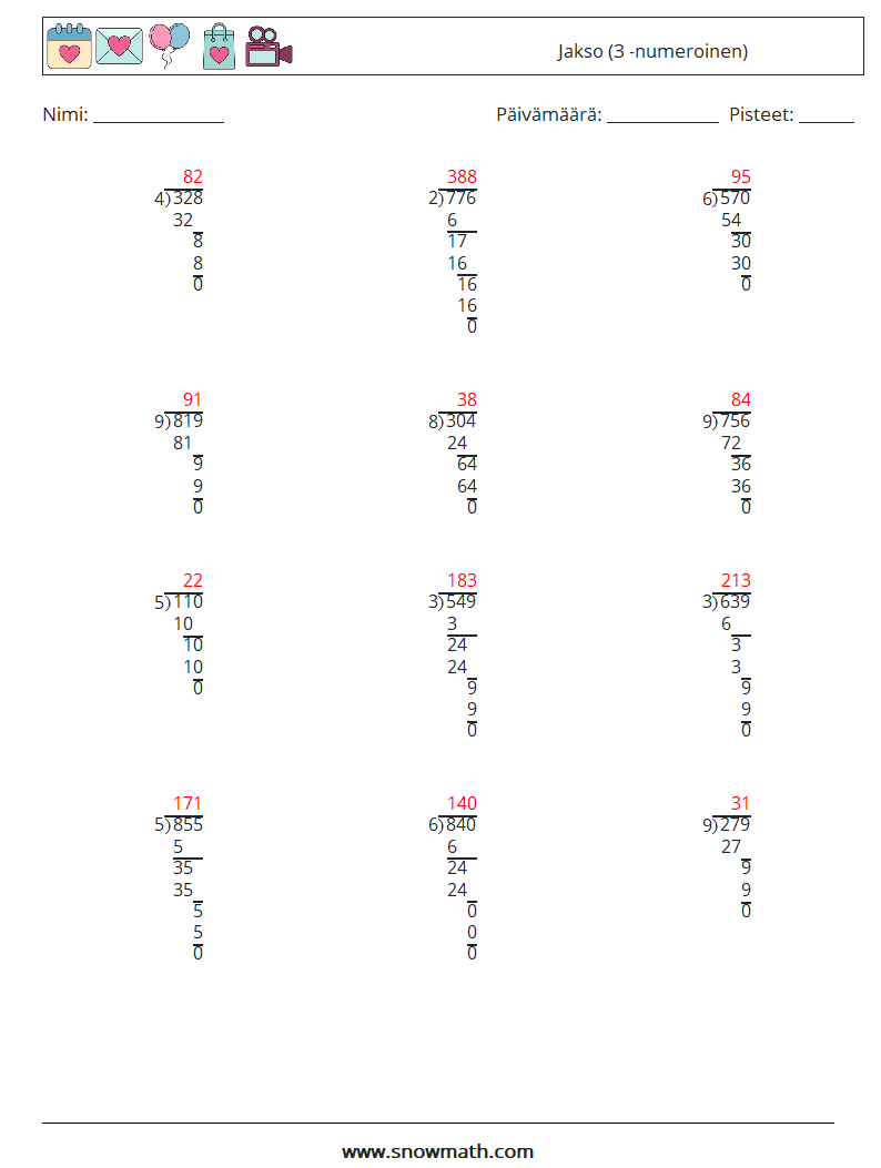 (12) Jakso (3 -numeroinen) Matematiikan laskentataulukot 18 Kysymys, vastaus