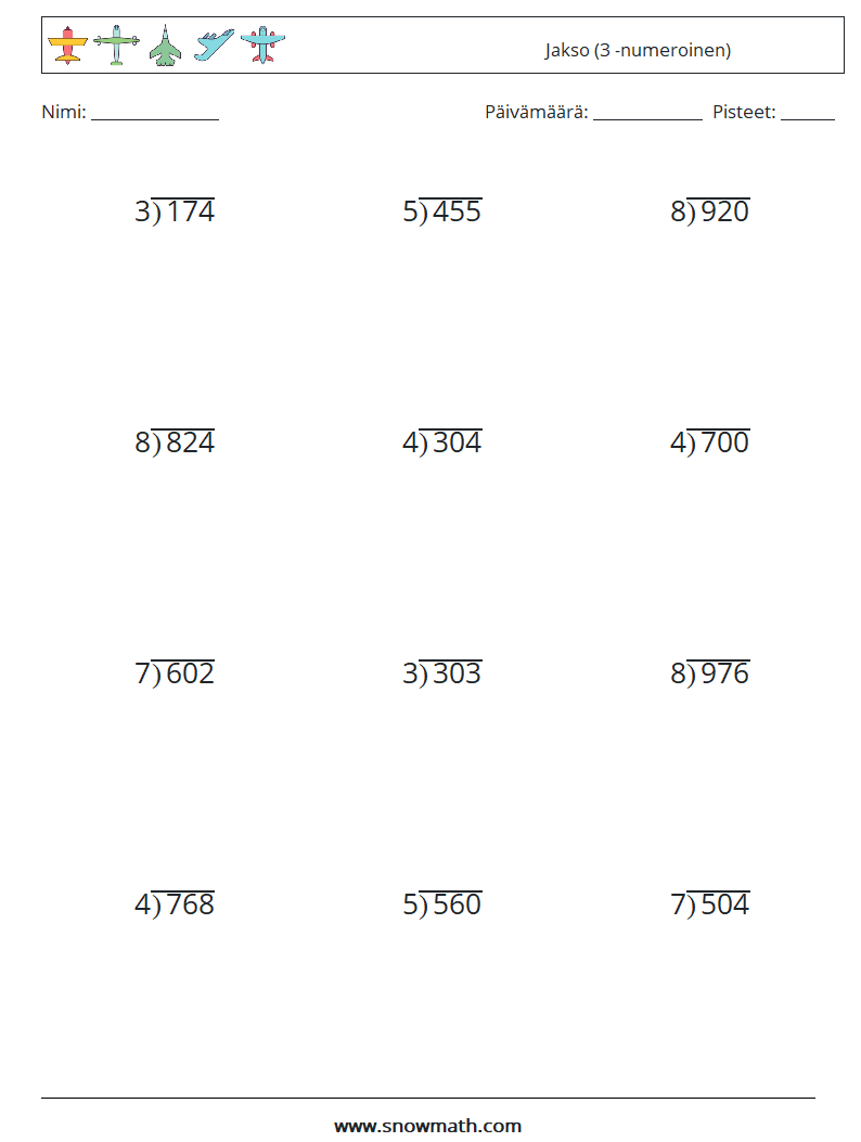 (12) Jakso (3 -numeroinen) Matematiikan laskentataulukot 2