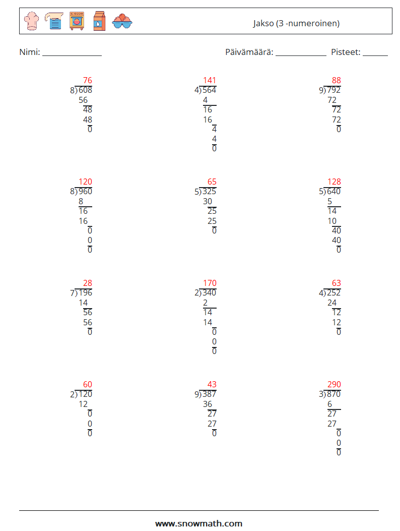 (12) Jakso (3 -numeroinen) Matematiikan laskentataulukot 3 Kysymys, vastaus