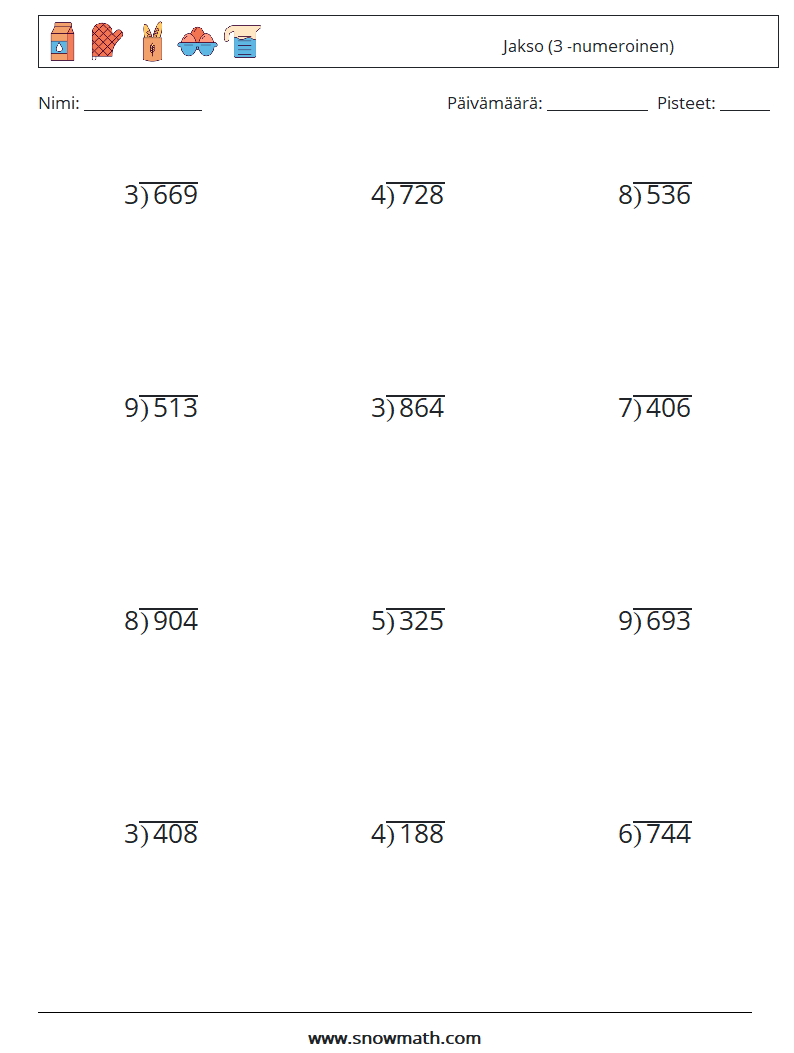(12) Jakso (3 -numeroinen) Matematiikan laskentataulukot 4