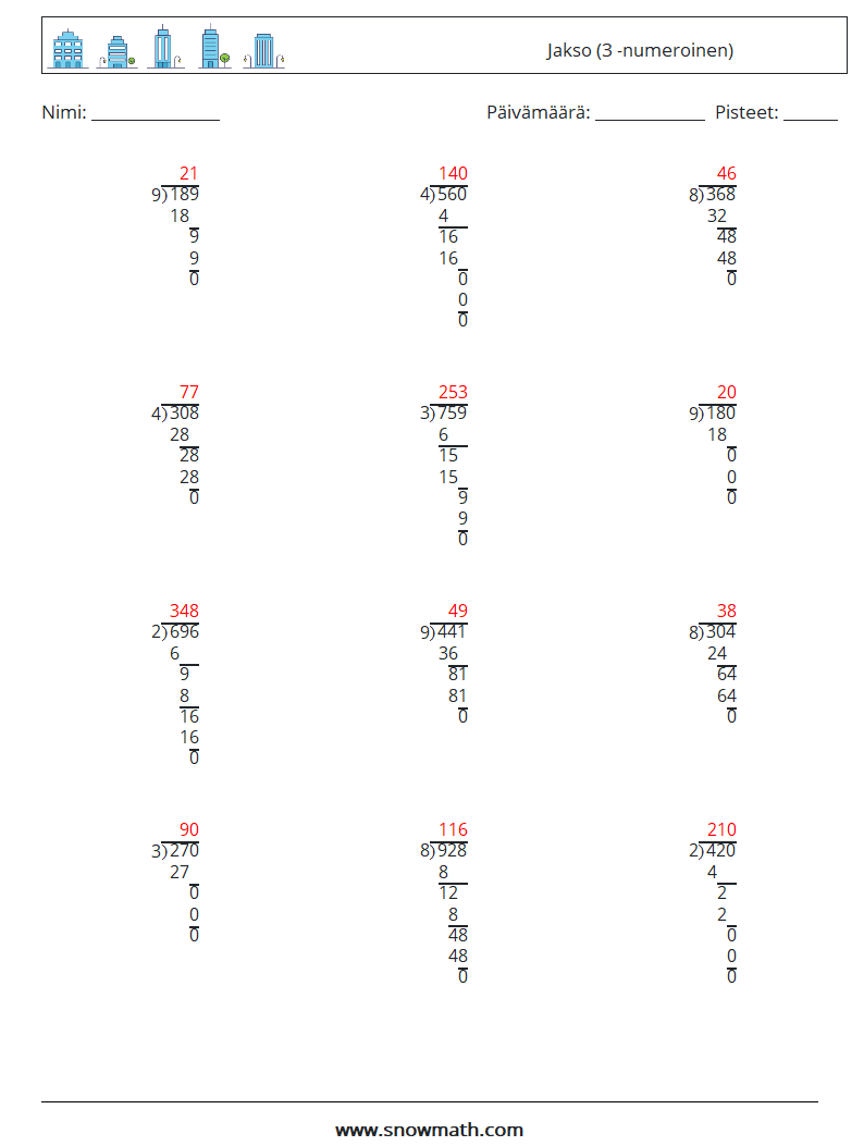 (12) Jakso (3 -numeroinen) Matematiikan laskentataulukot 5 Kysymys, vastaus