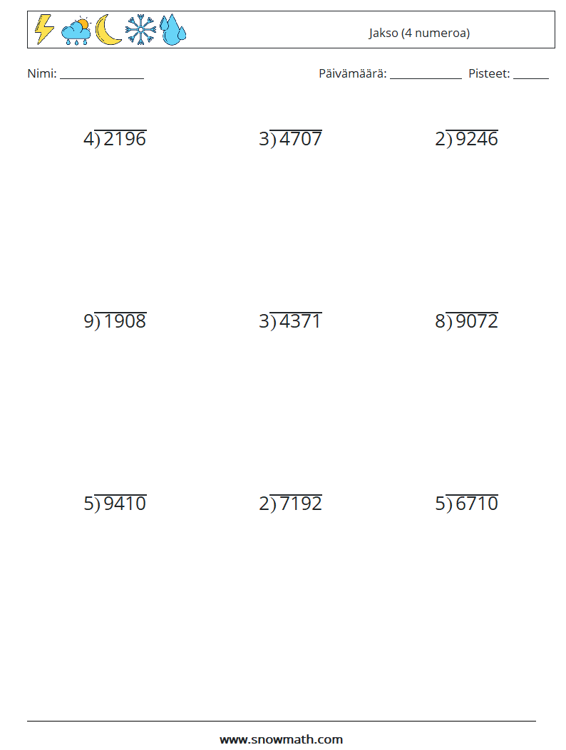 (9) Jakso (4 numeroa) Matematiikan laskentataulukot 1