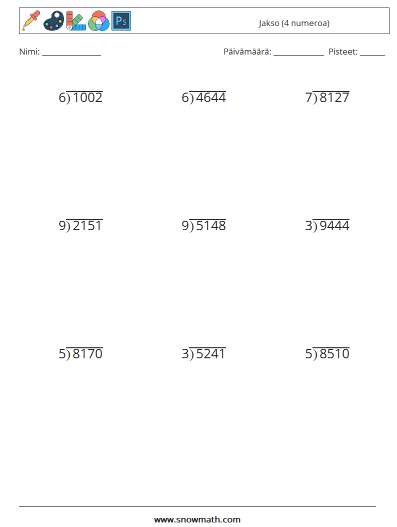 (9) Jakso (4 numeroa) Matematiikan laskentataulukot 10