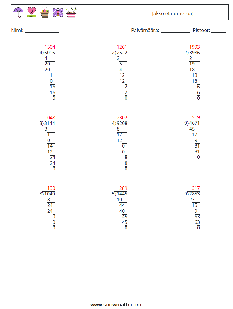 (9) Jakso (4 numeroa) Matematiikan laskentataulukot 12 Kysymys, vastaus