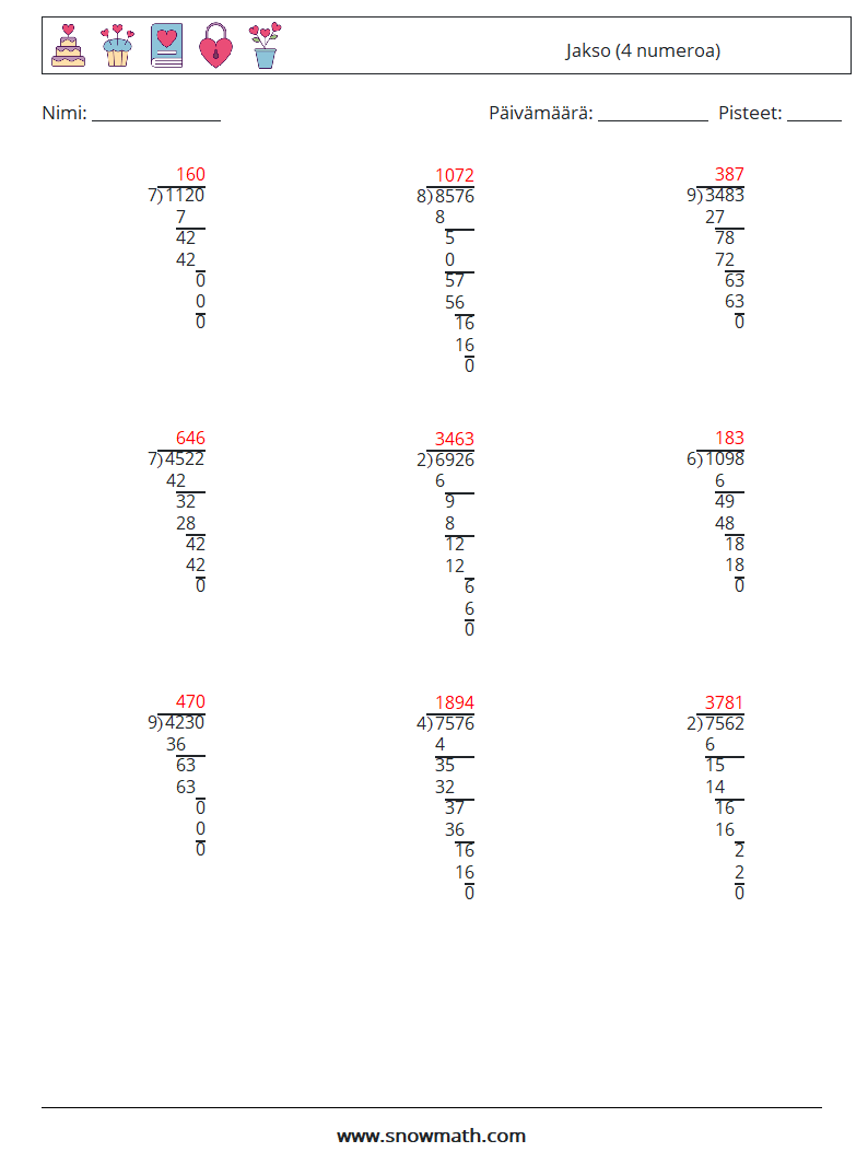 (9) Jakso (4 numeroa) Matematiikan laskentataulukot 2 Kysymys, vastaus