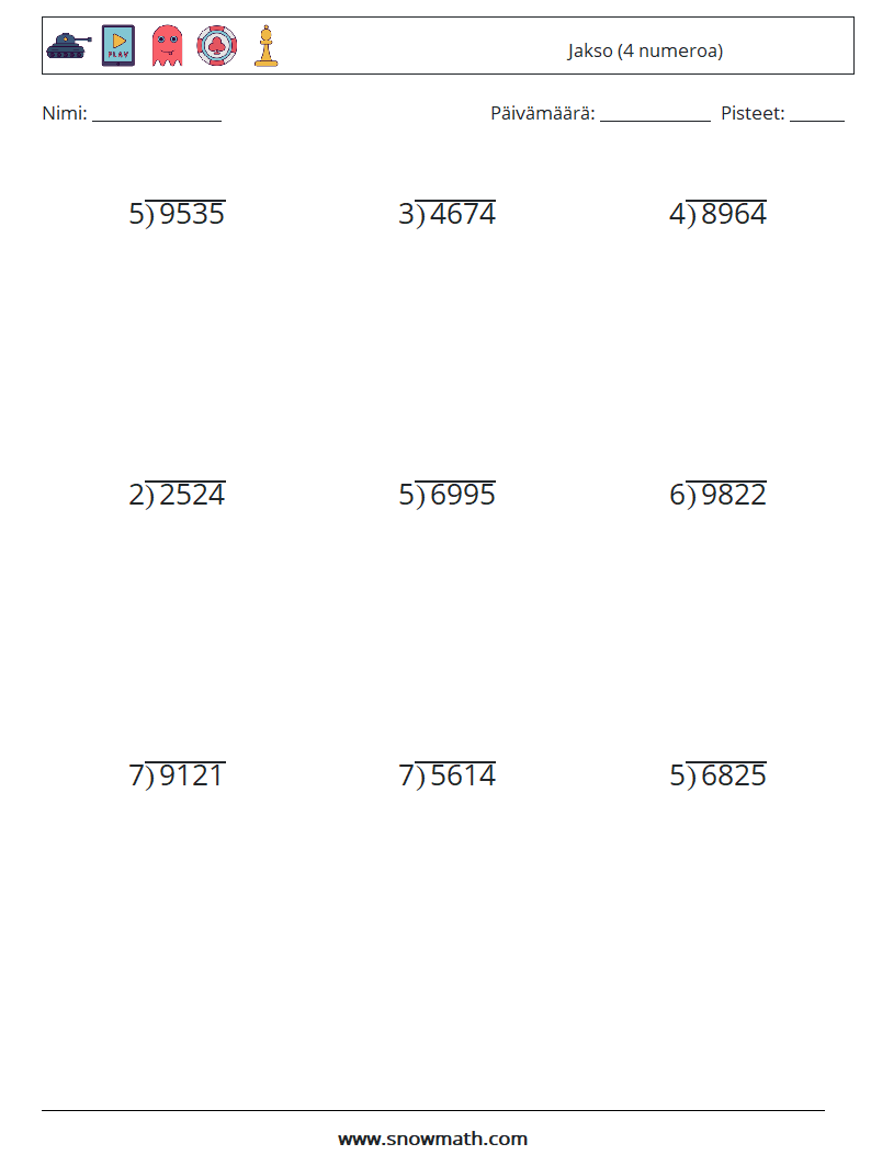 (9) Jakso (4 numeroa) Matematiikan laskentataulukot 4