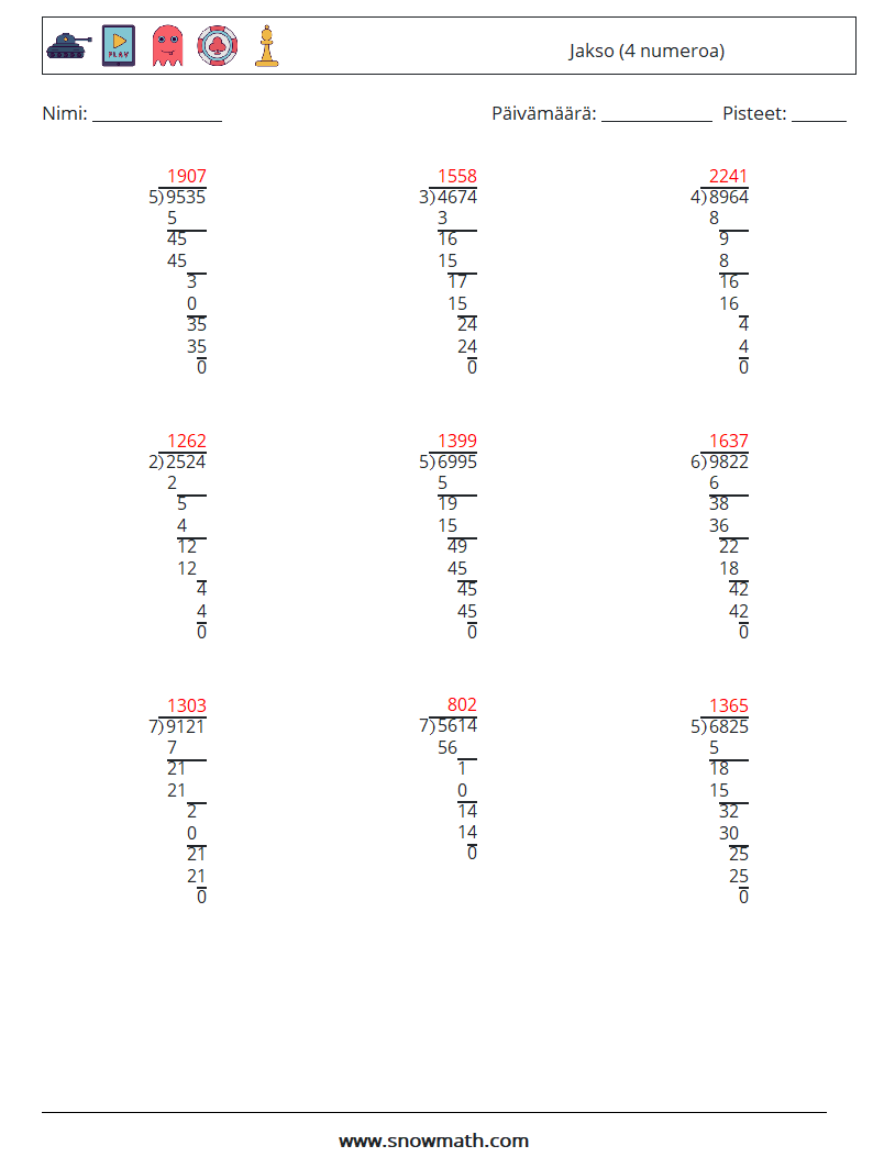 (9) Jakso (4 numeroa) Matematiikan laskentataulukot 4 Kysymys, vastaus