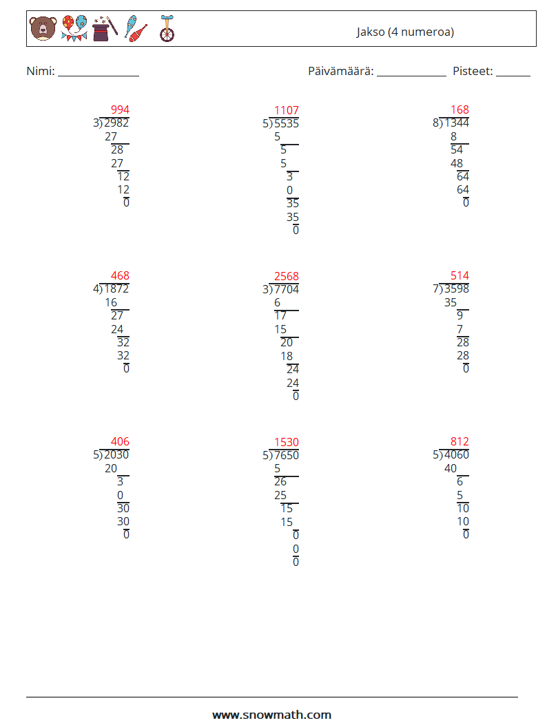 (9) Jakso (4 numeroa) Matematiikan laskentataulukot 5 Kysymys, vastaus