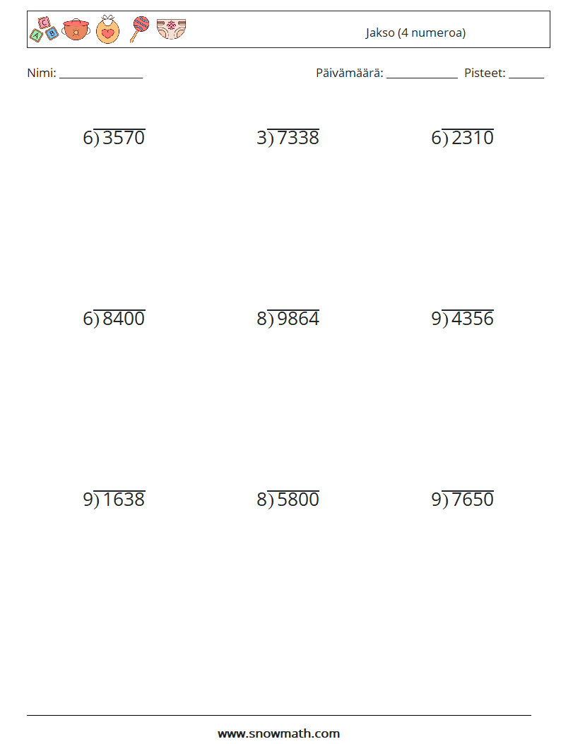 (9) Jakso (4 numeroa) Matematiikan laskentataulukot 7