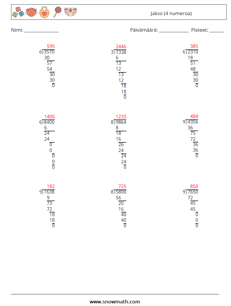 (9) Jakso (4 numeroa) Matematiikan laskentataulukot 7 Kysymys, vastaus