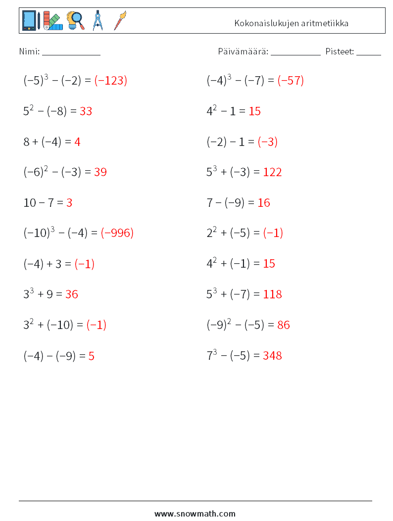 Kokonaislukujen aritmetiikka Matematiikan laskentataulukot 1 Kysymys, vastaus