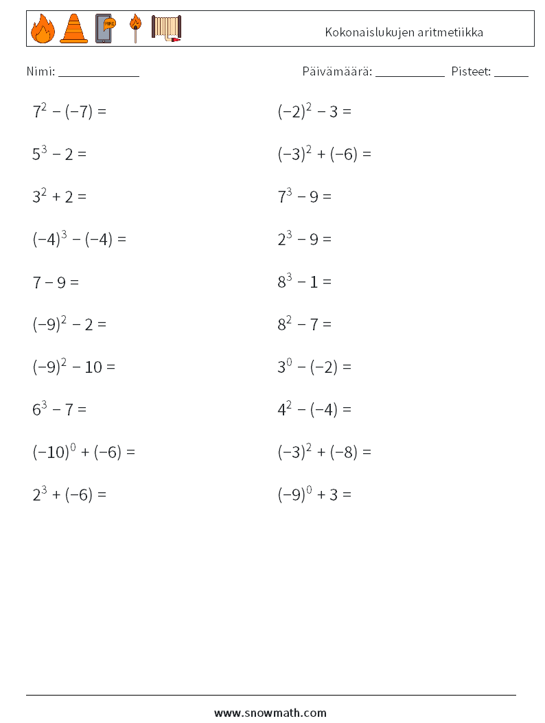 Kokonaislukujen aritmetiikka Matematiikan laskentataulukot 2