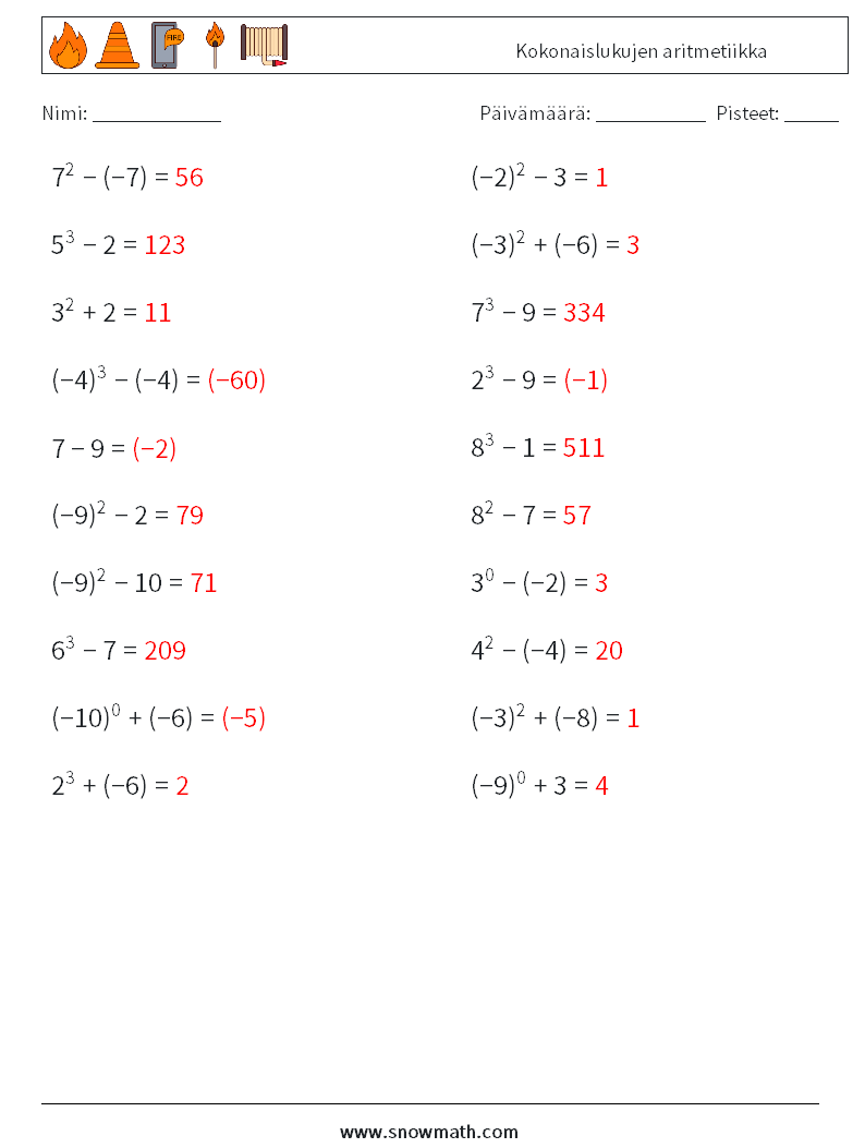 Kokonaislukujen aritmetiikka Matematiikan laskentataulukot 2 Kysymys, vastaus
