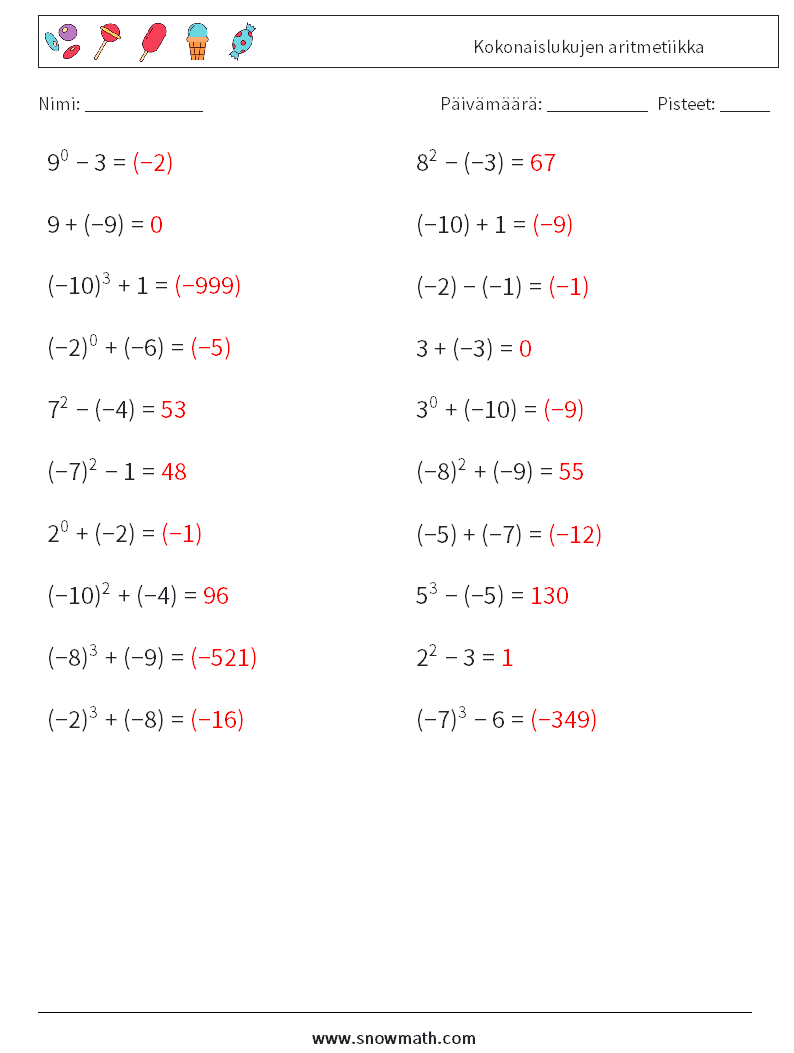 Kokonaislukujen aritmetiikka Matematiikan laskentataulukot 4 Kysymys, vastaus