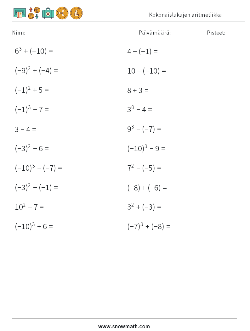 Kokonaislukujen aritmetiikka Matematiikan laskentataulukot 7