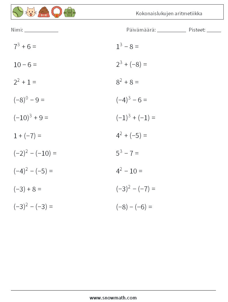 Kokonaislukujen aritmetiikka Matematiikan laskentataulukot 8