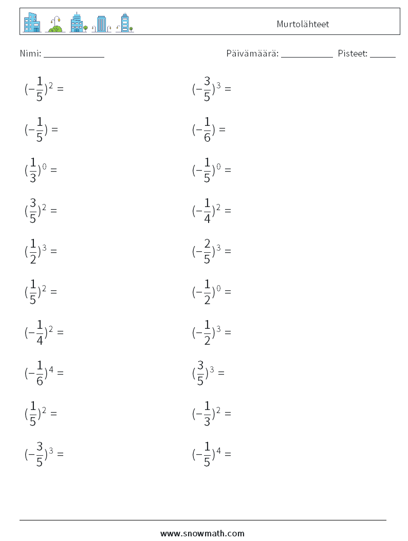 Murtolähteet Matematiikan laskentataulukot 2