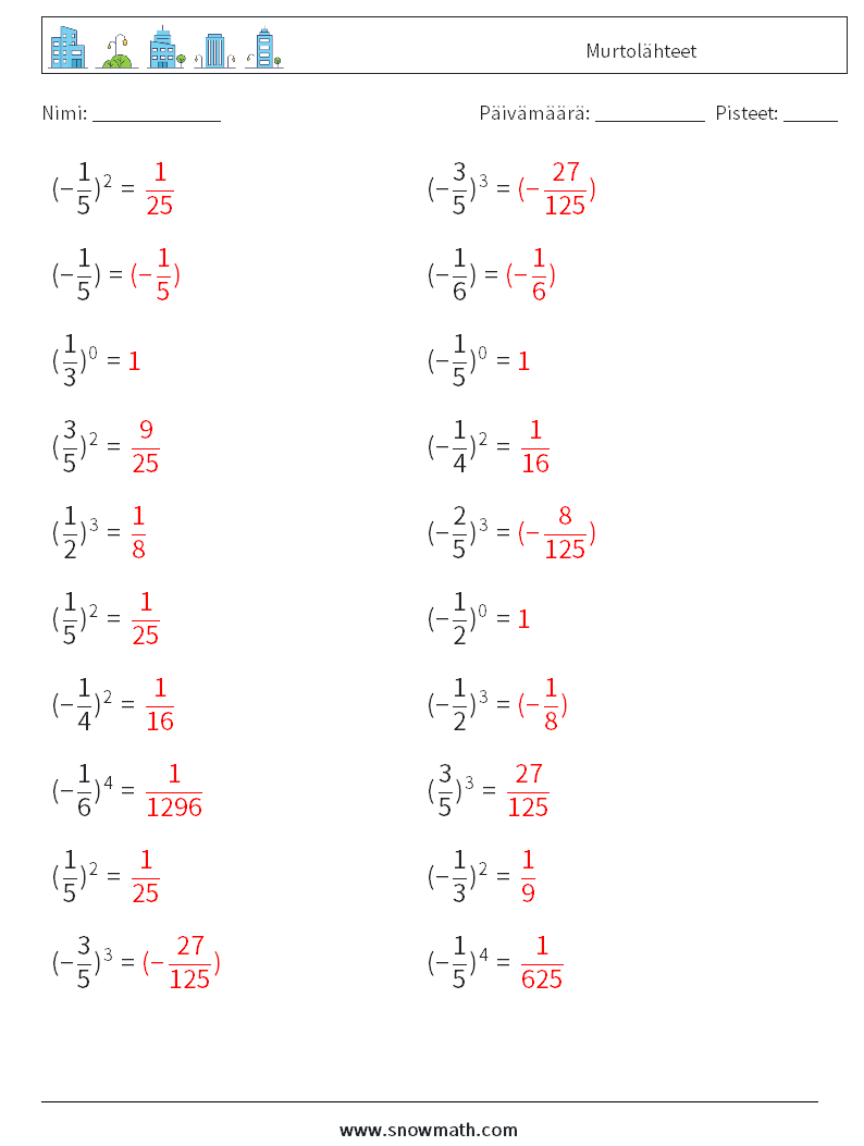 Murtolähteet Matematiikan laskentataulukot 2 Kysymys, vastaus