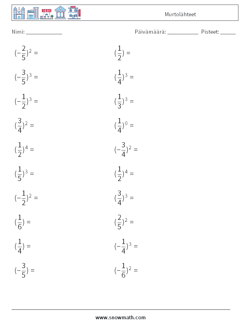 Murtolähteet Matematiikan laskentataulukot 3