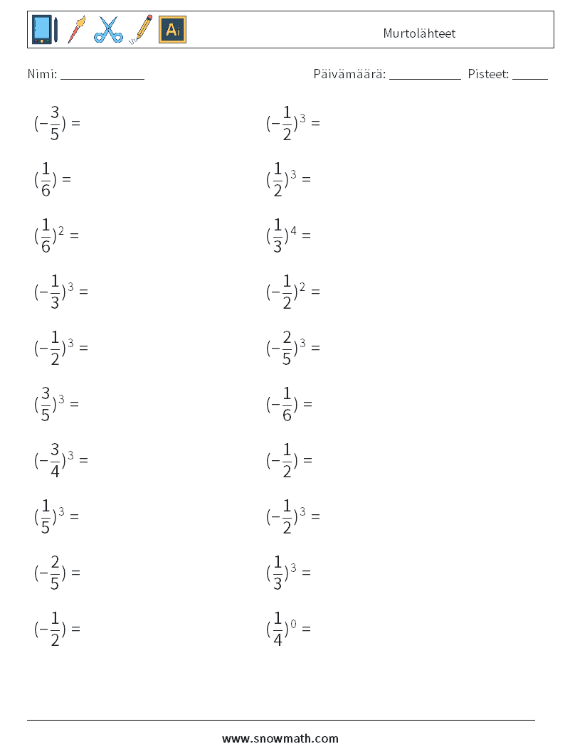 Murtolähteet Matematiikan laskentataulukot 7