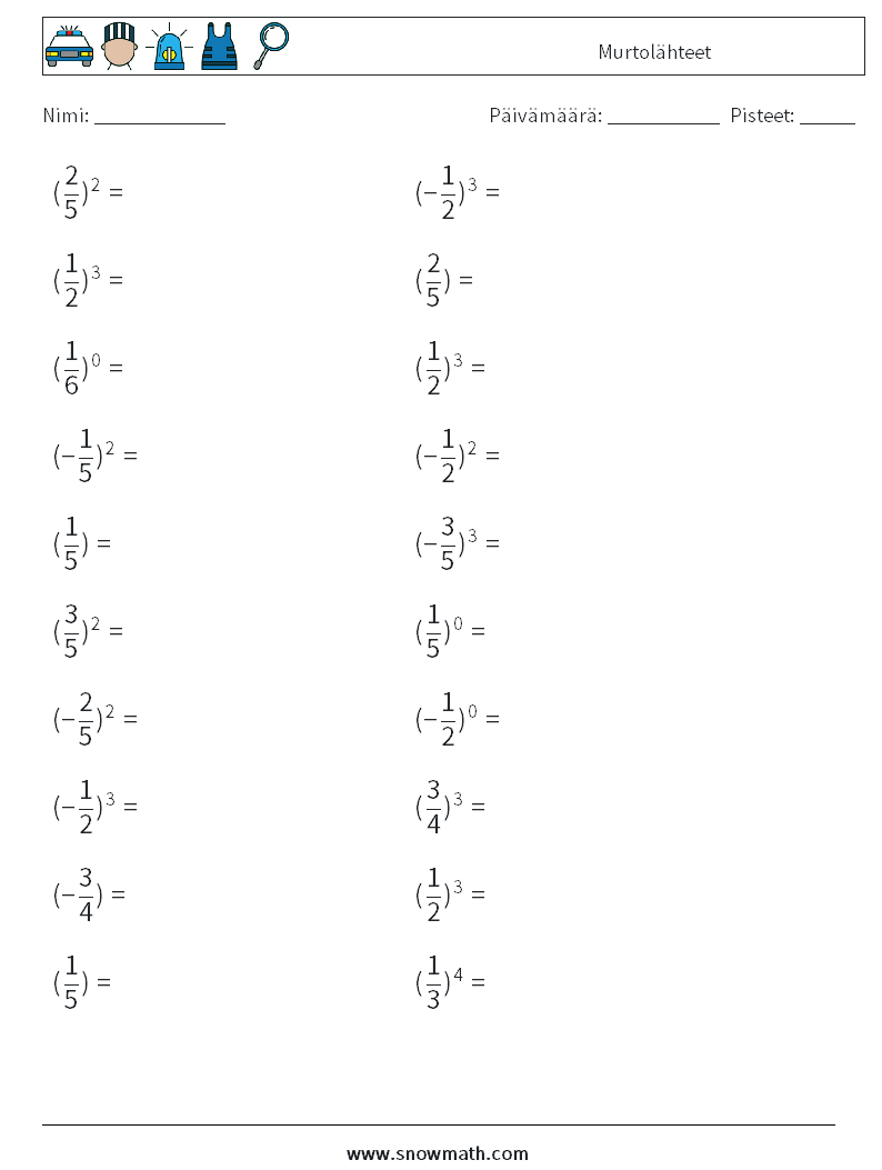 Murtolähteet Matematiikan laskentataulukot 8