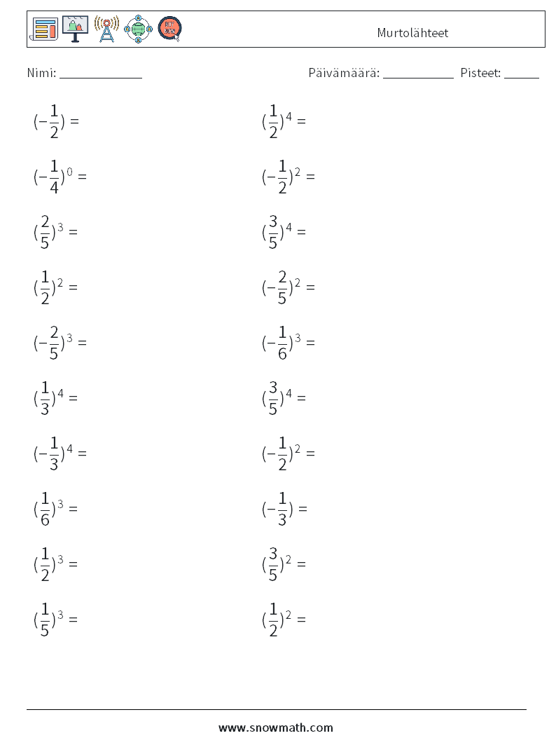 Murtolähteet Matematiikan laskentataulukot 9