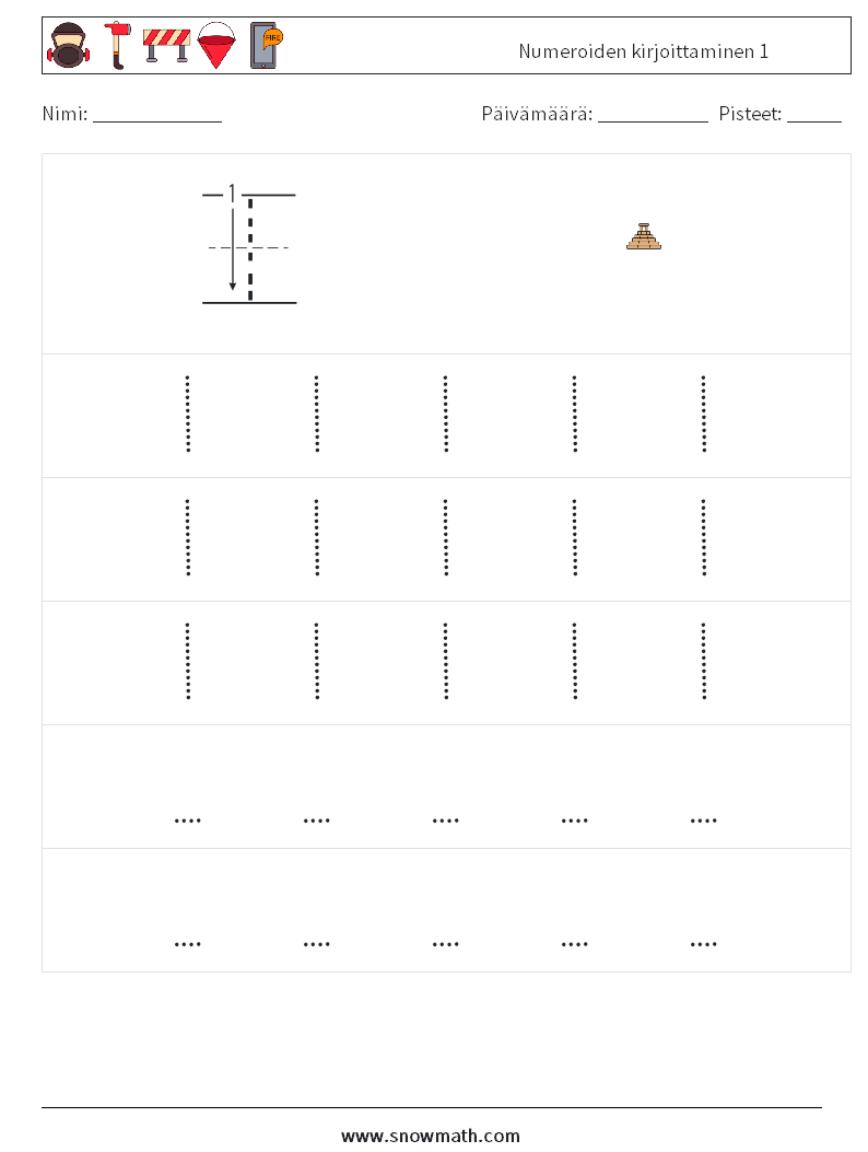 Numeroiden kirjoittaminen 1 Matematiikan laskentataulukot 11