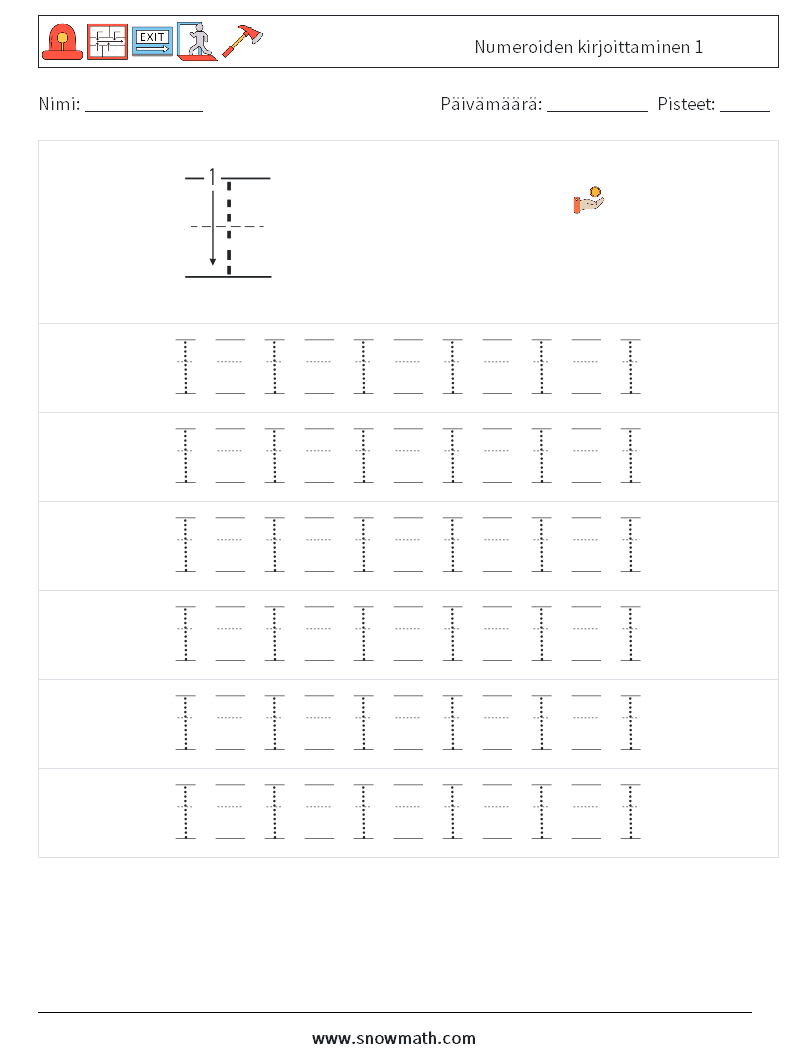 Numeroiden kirjoittaminen 1 Matematiikan laskentataulukot 17