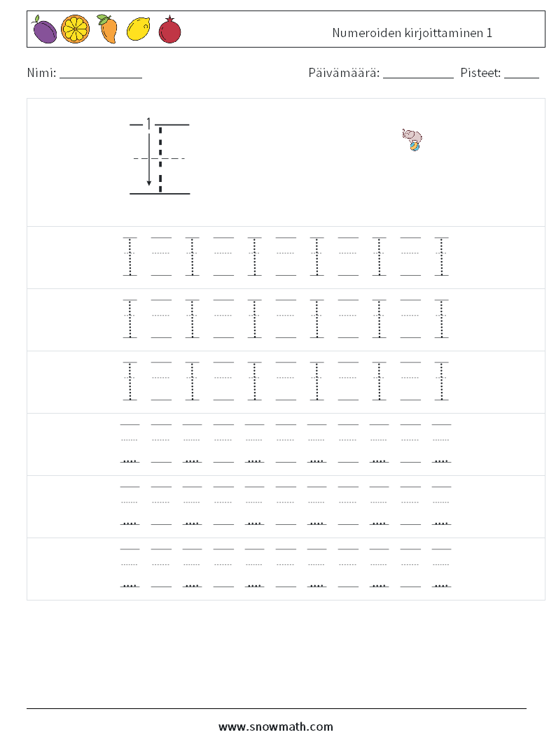 Numeroiden kirjoittaminen 1 Matematiikan laskentataulukot 19