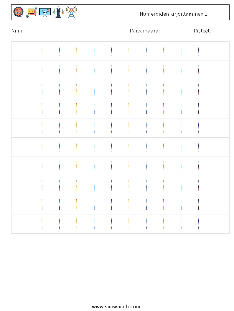 Numeroiden kirjoittaminen 1 Matematiikan laskentataulukot 2