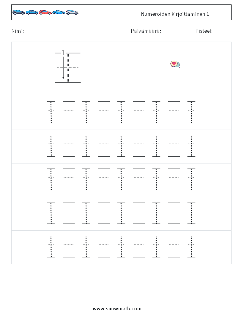 Numeroiden kirjoittaminen 1 Matematiikan laskentataulukot 21