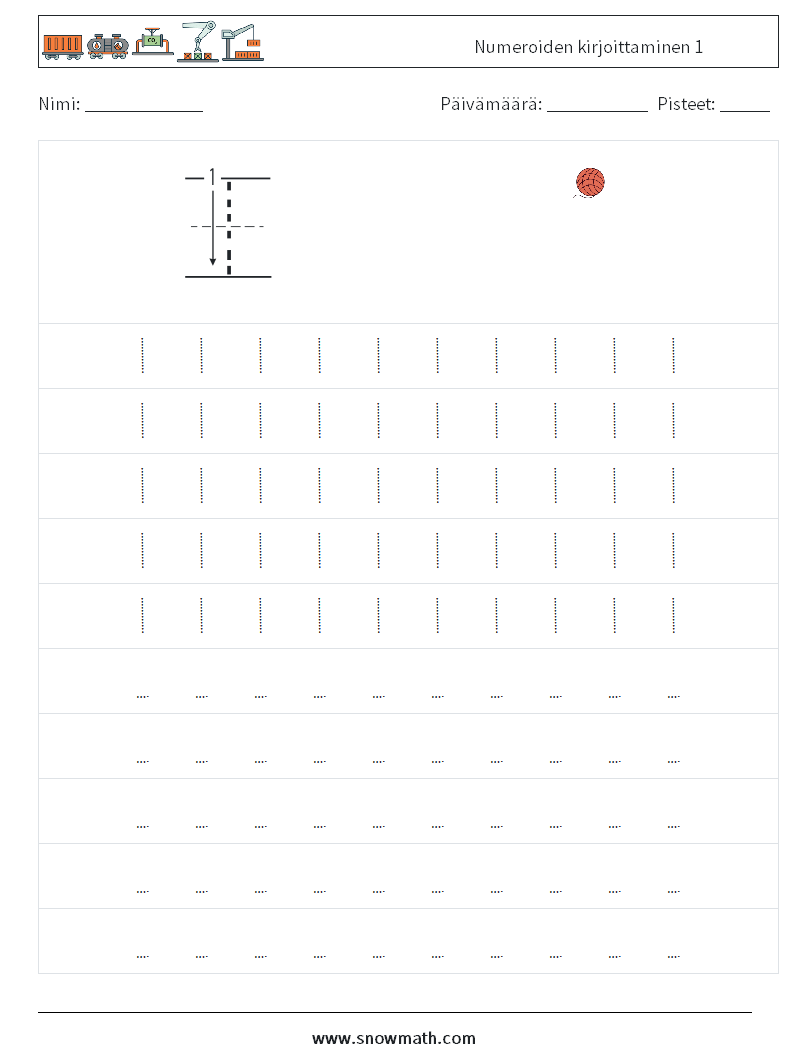 Numeroiden kirjoittaminen 1 Matematiikan laskentataulukot 3