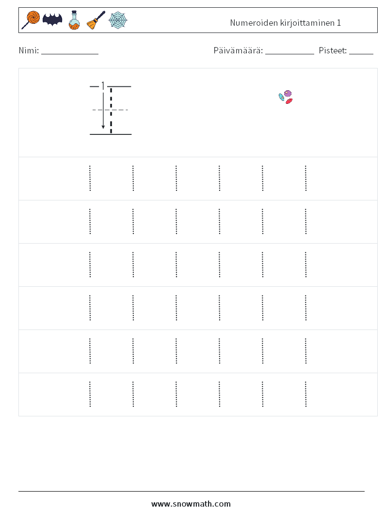 Numeroiden kirjoittaminen 1 Matematiikan laskentataulukot 5