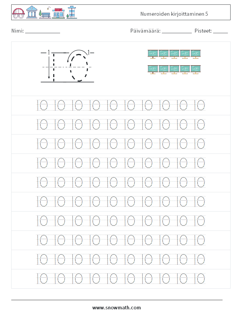 Numeroiden kirjoittaminen 5 Matematiikan laskentataulukot 13