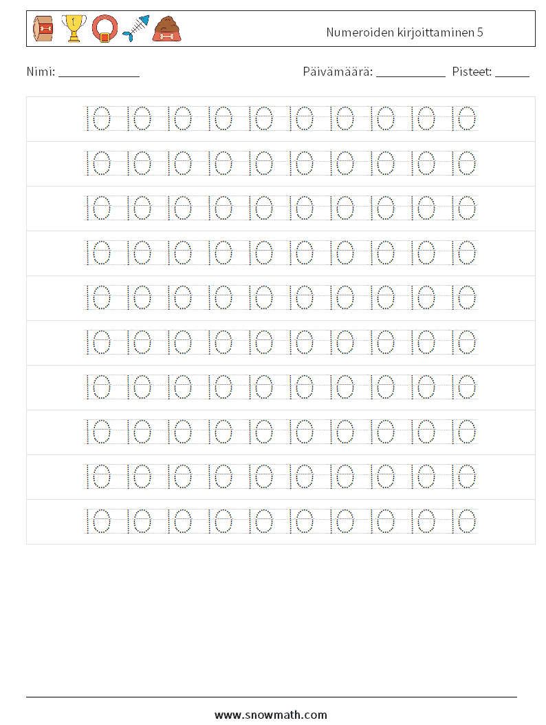 Numeroiden kirjoittaminen 5 Matematiikan laskentataulukot 14