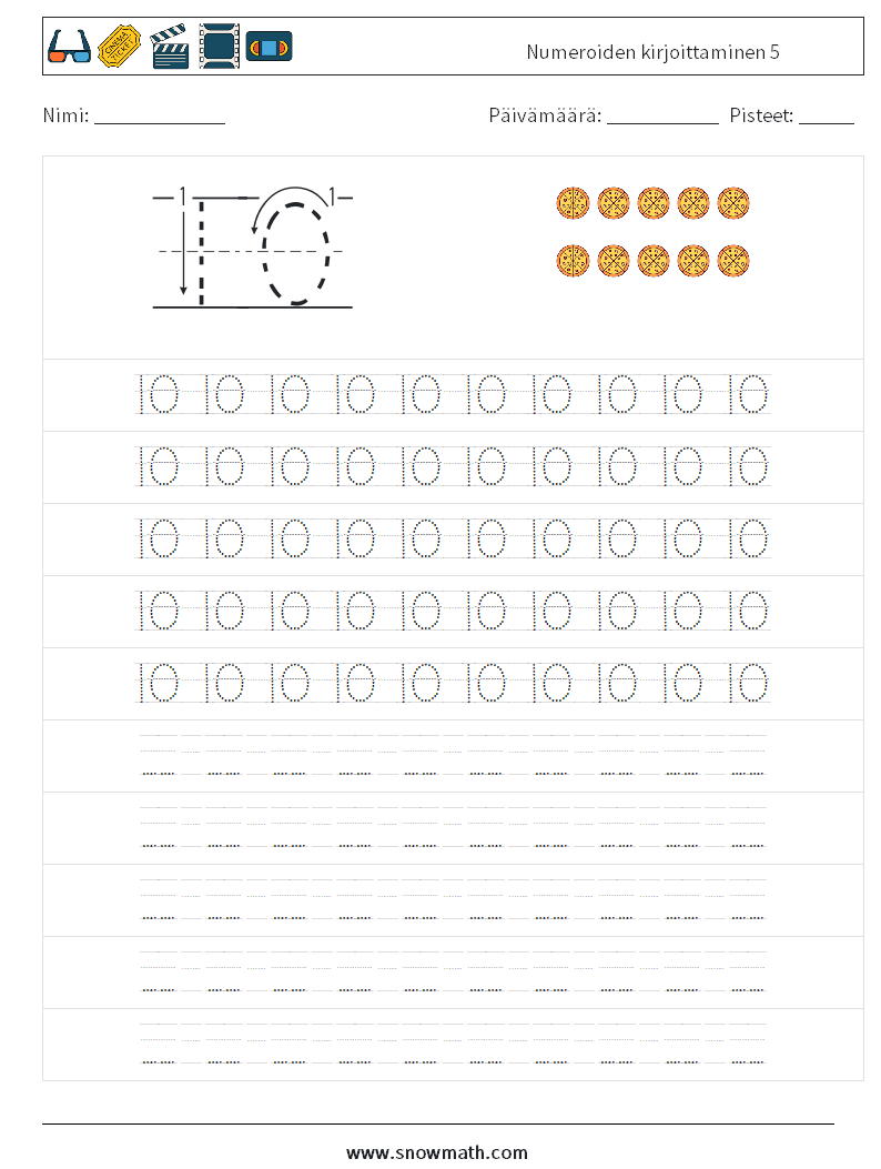 Numeroiden kirjoittaminen 5 Matematiikan laskentataulukot 15