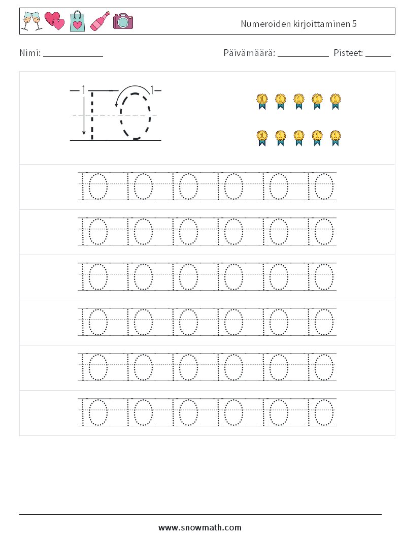 Numeroiden kirjoittaminen 5 Matematiikan laskentataulukot 17